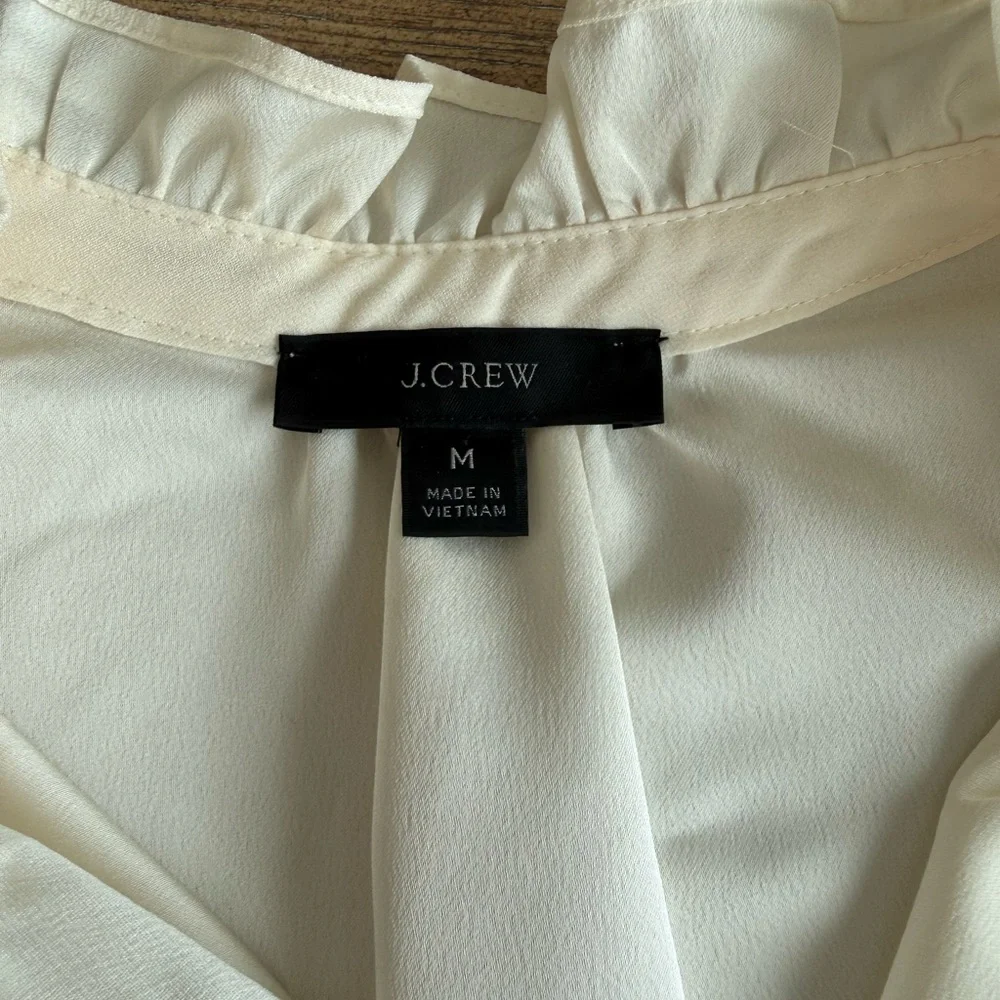 J. Crew Cream Ruffle Blouse - Picture 2 of 2